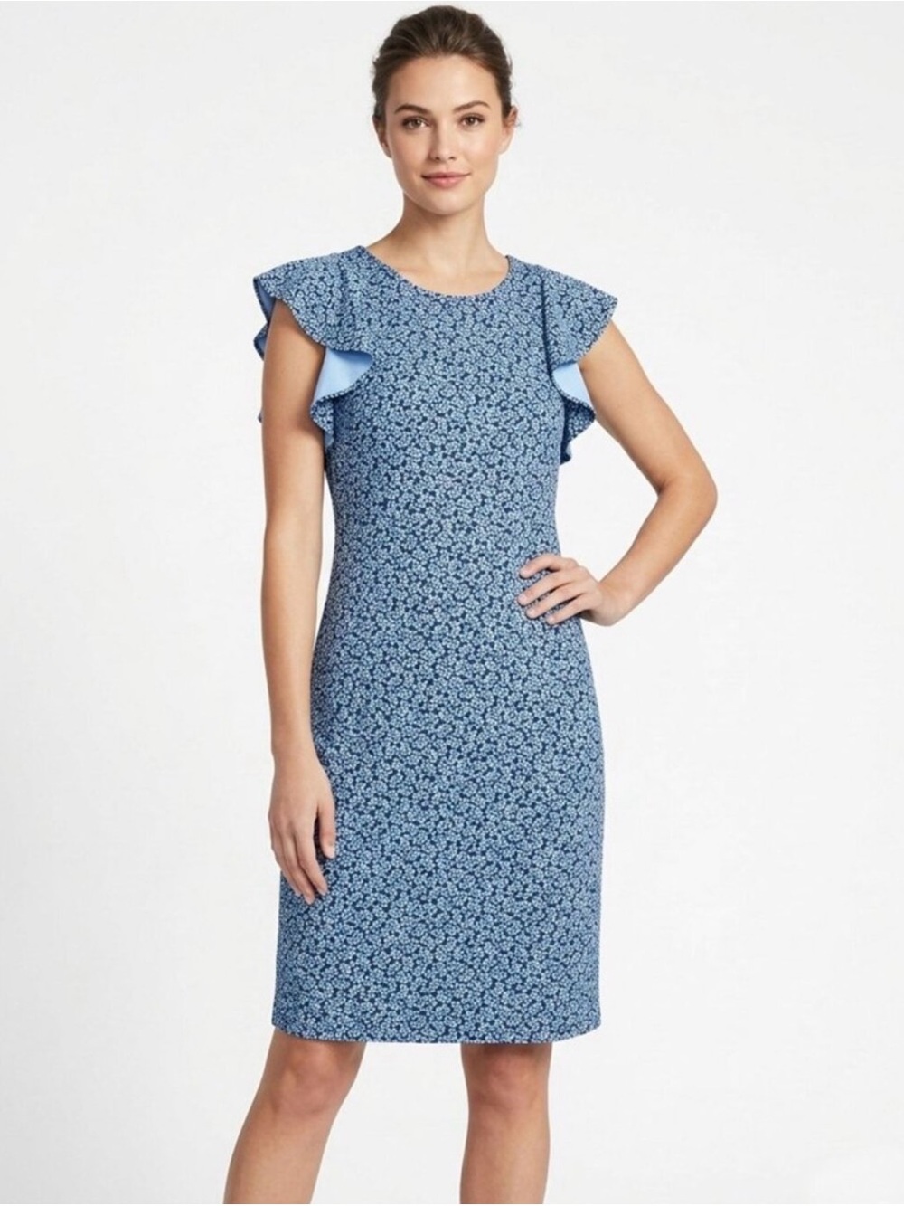 LANDS END Flutter Sleeve Midi Dress
